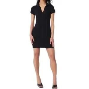 Lita by Ciara NWT Rib‎ Cotton Blend Polo Minidress in Black Size Large MSRP $198